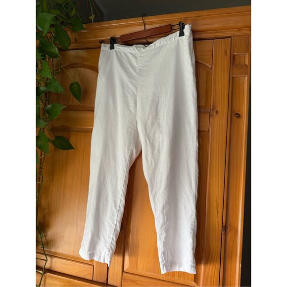 For Cynthia Petite SZ PL White Linen Bloomer Style Cropped Pants - Picture 1 of 11